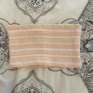 Pacsun Me To We Peach and White Knit Crop Tube Top